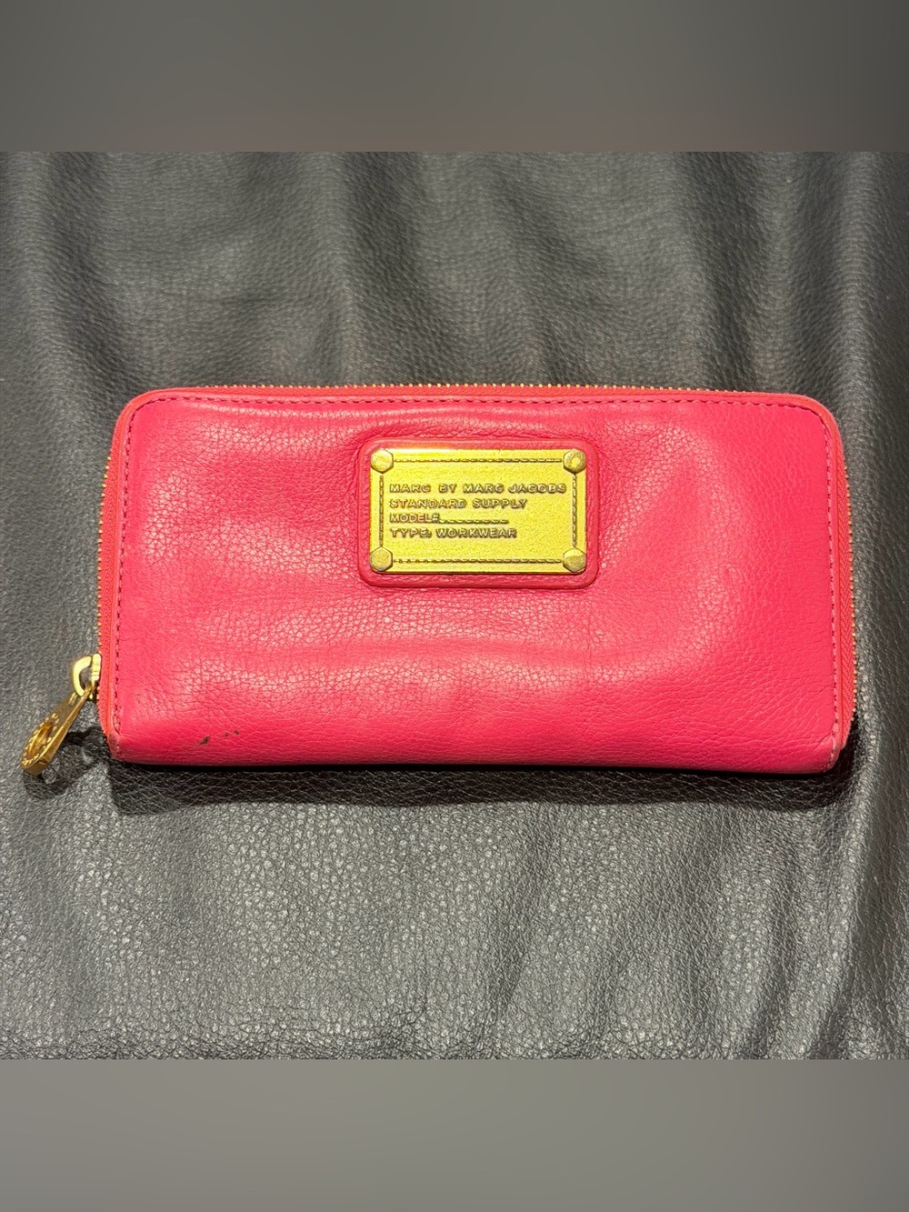 Marc by Marc Jacobs Cow Leather Pink Zip Around Long Wallet Purse Card/Coin Case